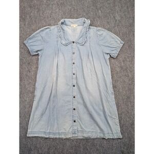 Shop Stevie Dress Womens Large Denim Ruffle Collar Button Boho Country Cowgirl‎
